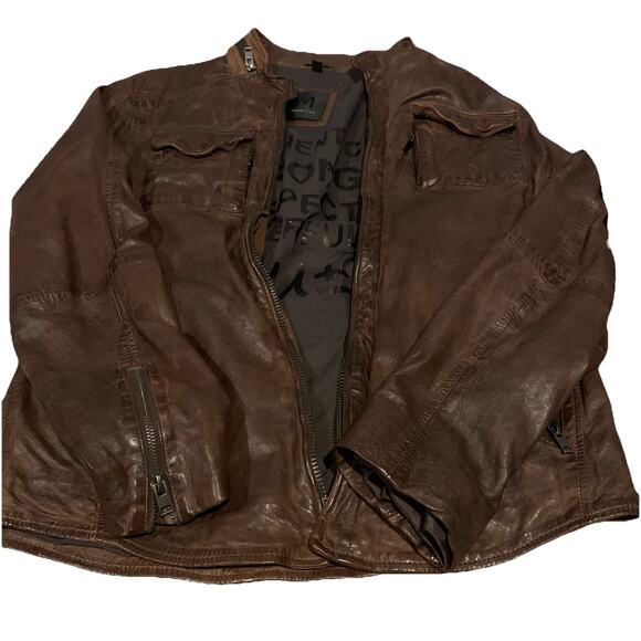 Mauritius Men’s XL Lamb Leather Jacket Cove RF Motorcycle Distressed Brown - Picture 1 of 14